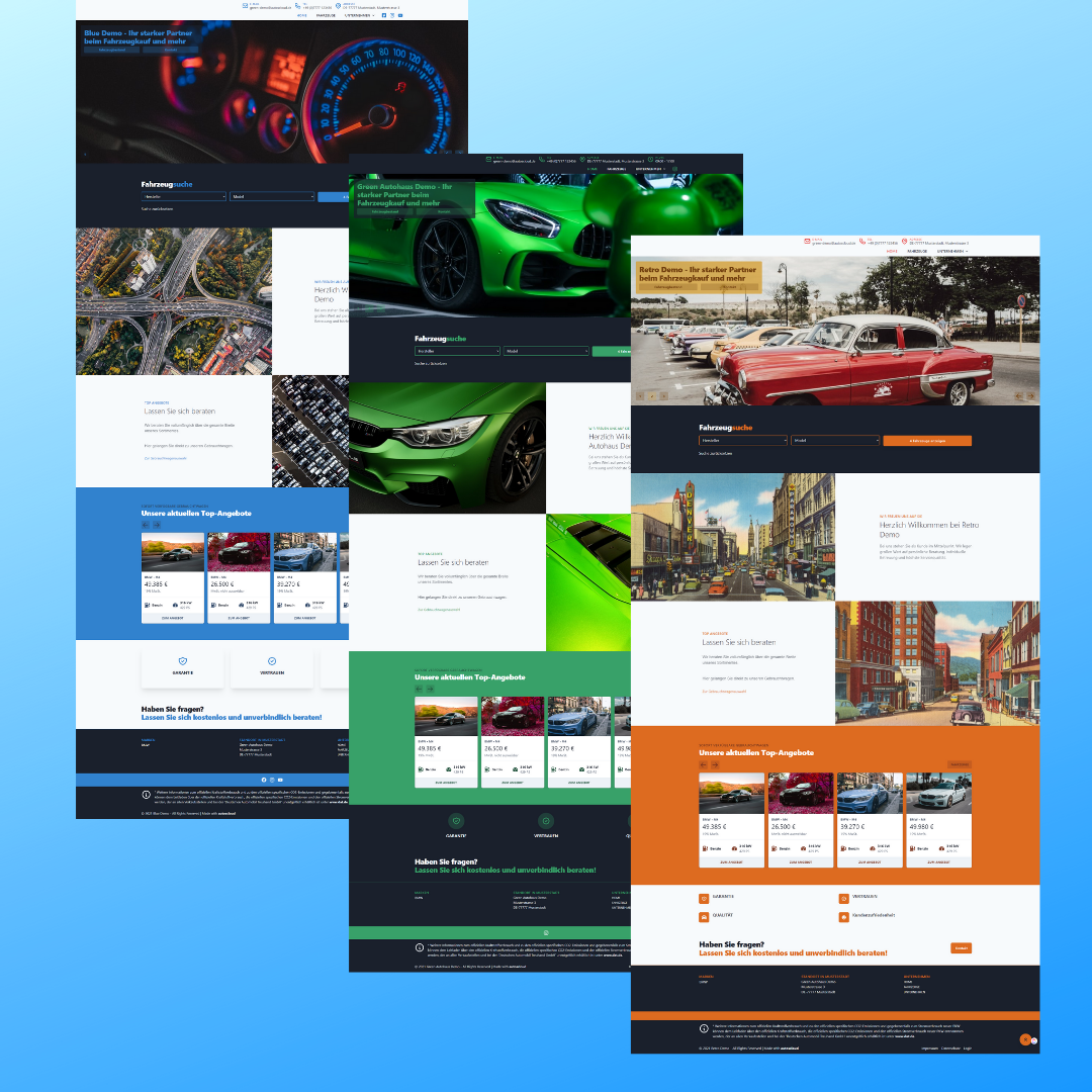 Webseite für Autohändler - Designvorlagen